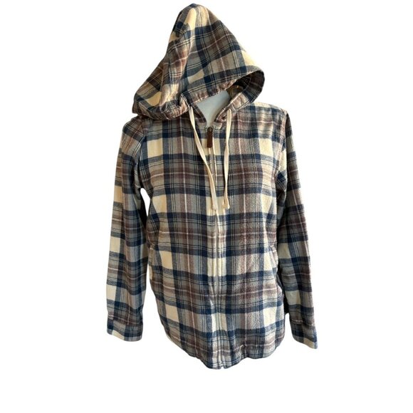 LL Bean Women's Hooded Plaid Zip-Up Shacket Size S Petite - Picture 4 of 10